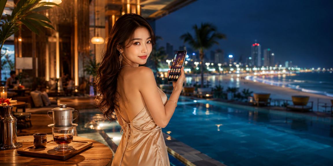 Người dùng Vũng Tàu mở ứng dụng casino trong quán cà phê